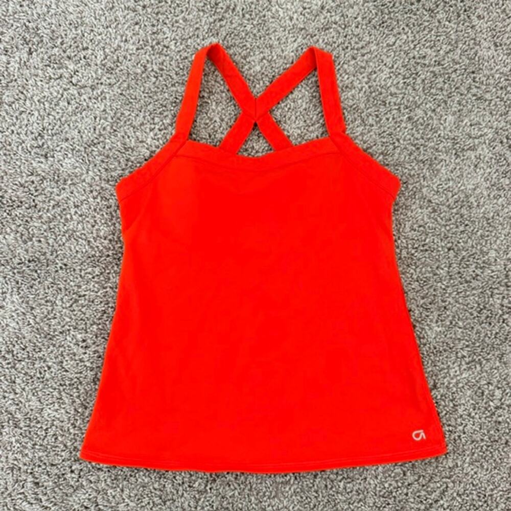 GapFit Tank Orange Poppy Women's Small Shelf Strappy Athletic Tennis Gym Running